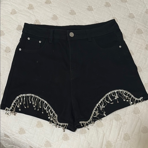 None Pants - Black Beaded Women's Shorts